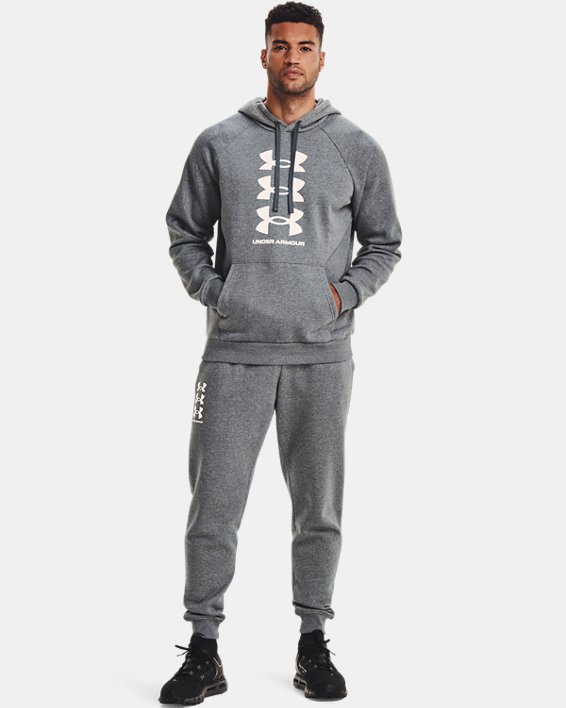 เสื้อฮู้ด UA Rival Fleece Multilogo สำหรับผู้ชาย, Gray, pdpMainDesktop image number 2